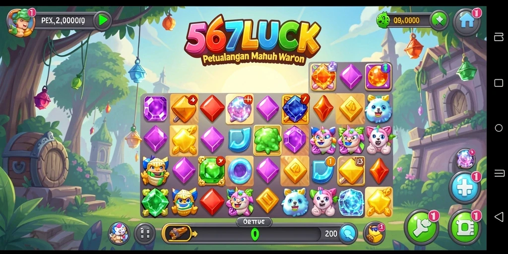 Tangkapan layar permainan 567LUCK menampilkan gameplay Match-3 yang seru.