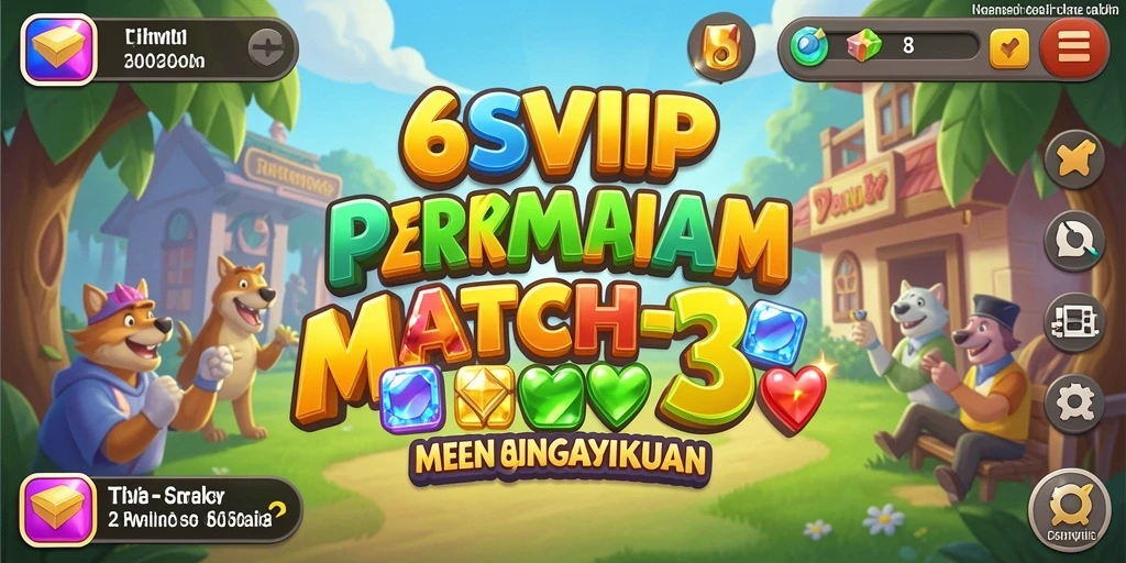 Tangkapan layar gameplay 6SVIP menunjukkan aksi mencocokkan permata yang seru.