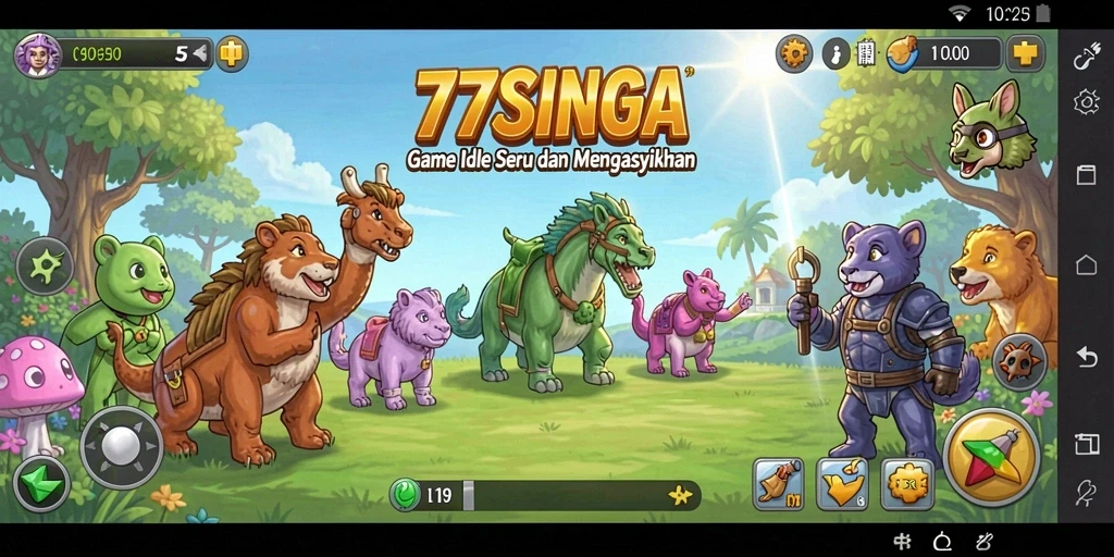 Tampilan layar utama gameplay <strong>77SINGA</strong> yang menampilkan aktivitas Idle.