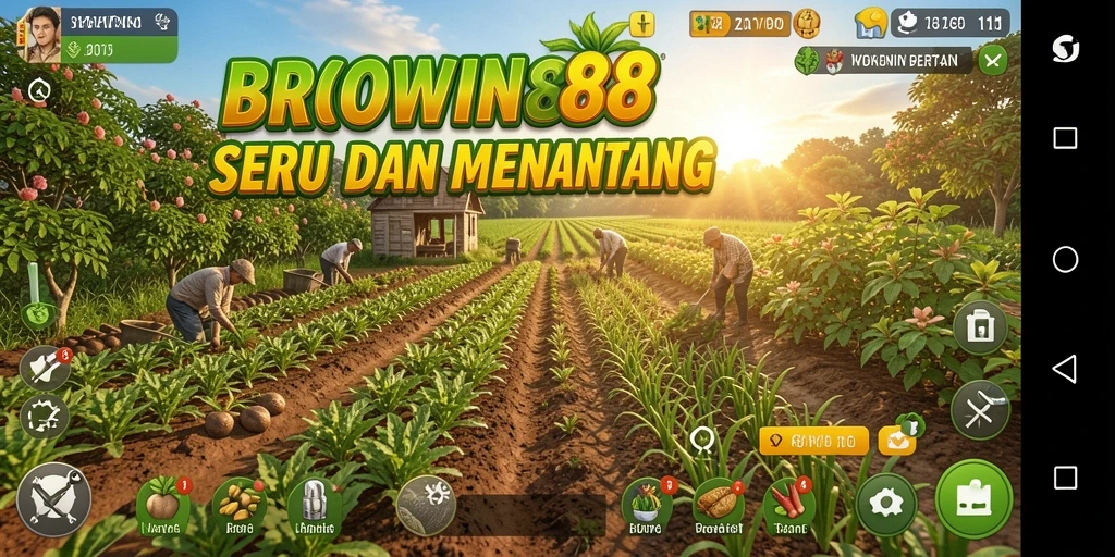Tampilan gameplay BROWIN88 yang seru dalam bertani.