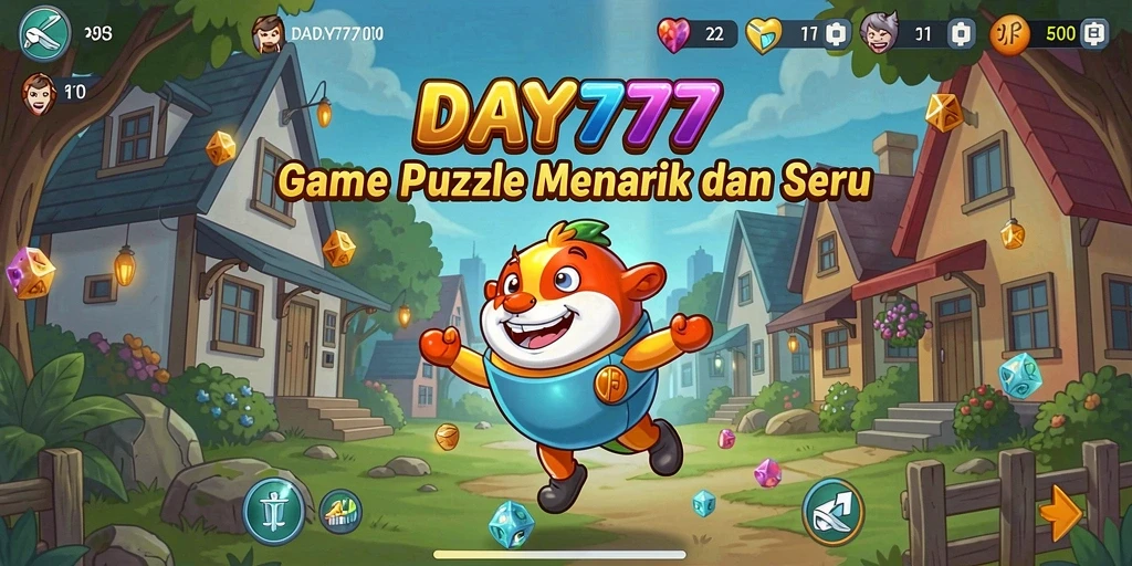 Screenshot utama DAY777 menunjukkan gameplay Puzzle yang seru.