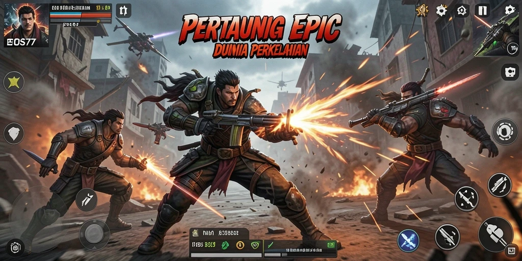 Gameplay penuh aksi di EOS77 dengan karakter bertarung yang menegangkan.