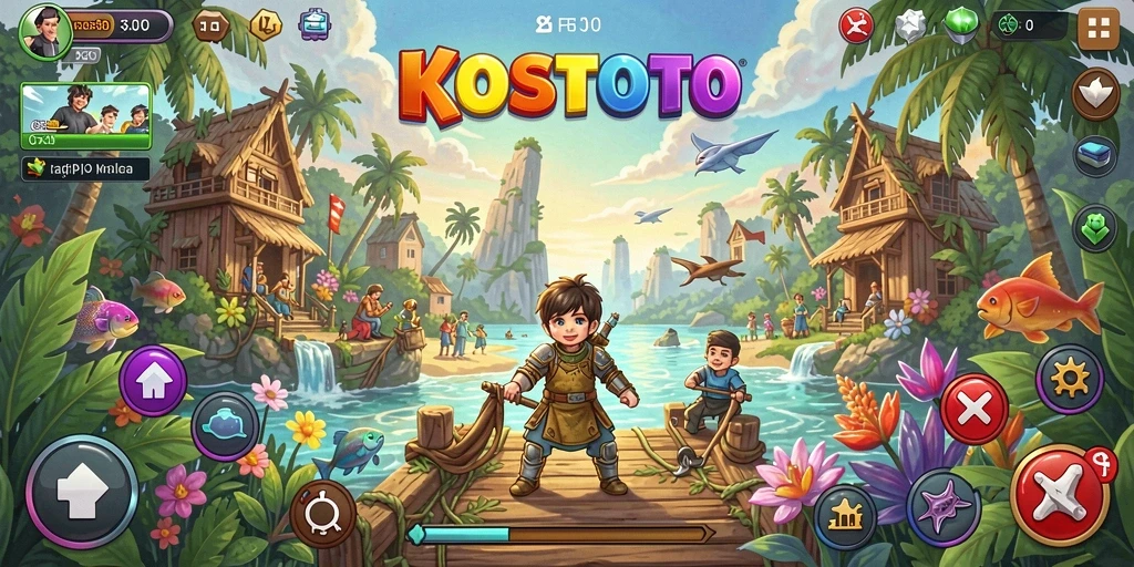 Tampilan gameplay KOSTOTO yang menakjubkan dalam dunia Open World.
