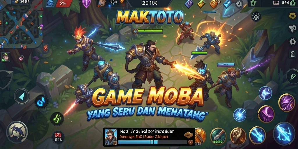 Tangkapan layar dari gameplay seru MAKTOTO dalam genre MOBA.