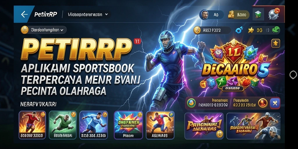 Tampilan screenshot utama PETIRRP dengan berbagai opsi taruhan olahraga.