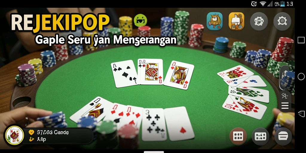 Tampilan gameplay seru saat bermain Gaple di REJEKIPOP.