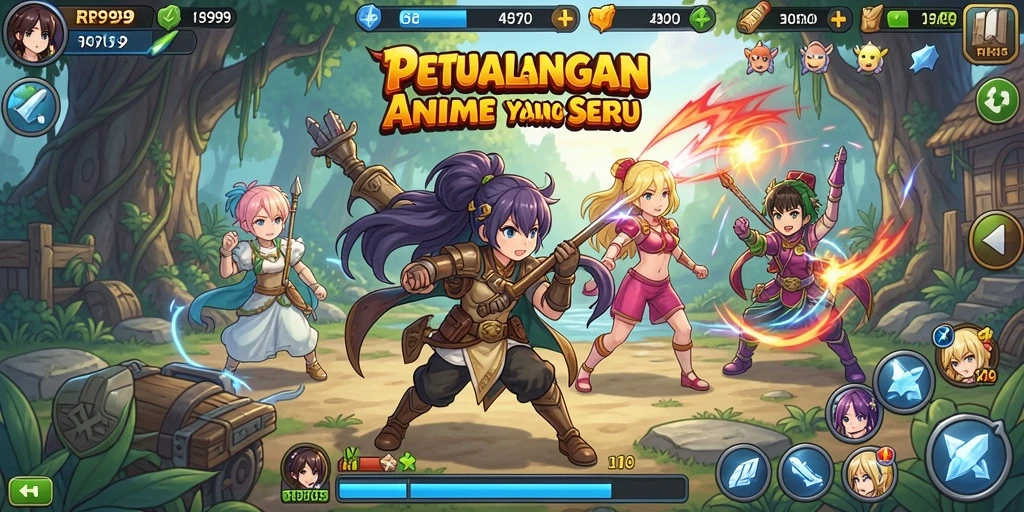 Tampilan gameplay RR999 dengan karakter anime ikonik beraksi.