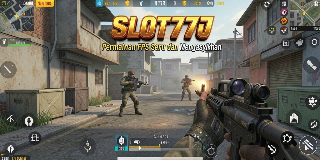 Screenshot utama SLOT777 menampilkan aksi seru dalam game FPS.