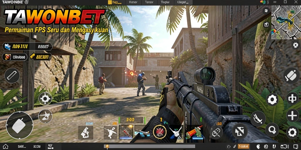 Tangkapan layar gameplay FPS yang seru dan intens di TAWONBET.