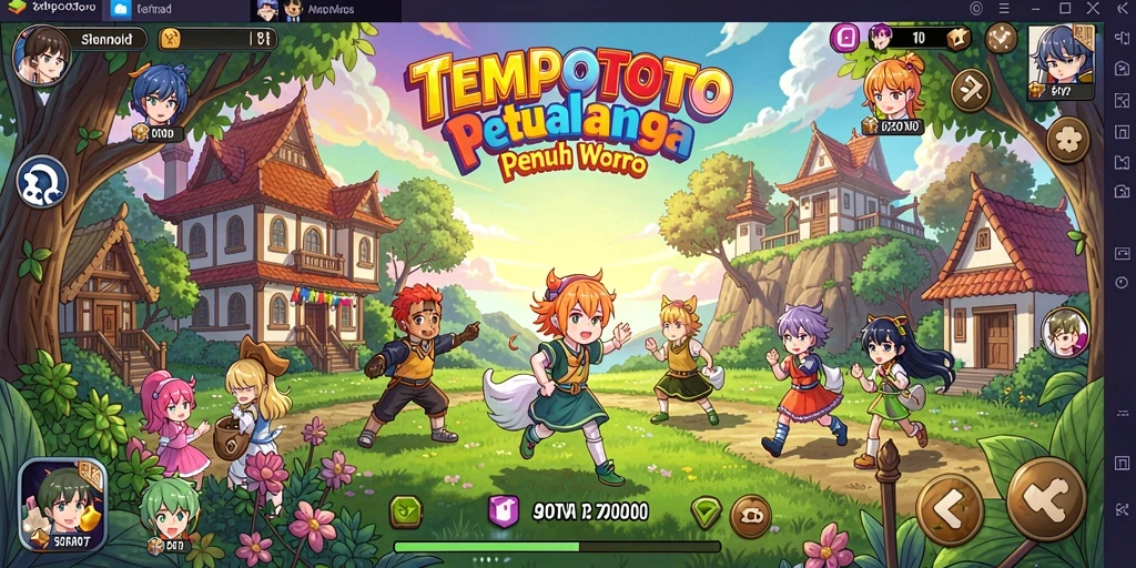 Tampilan game TEMPOTOTO yang penuh warna dan karakter anime yang menarik.