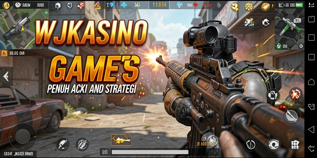 Screenshot gameplay WJKASINO menampilkan pertarungan intens di medan perang.